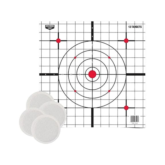 Birchwood Casey Eze-Scorer Thermal Sight-In Target, 12x12in, 4 Targets w/ 4 3in Thermal Signatures, White/Red