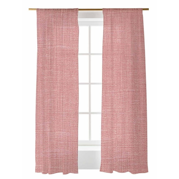 Peach Pink Linen Sheer Curtains 96 Inch Long 2 Panels, Farmhouse Pure Color Country Farm Light Filtering Rod Pocket Semi Sheer Curtains, Sheer Voile Drapes for Living Room Bedroom, 52"x96"