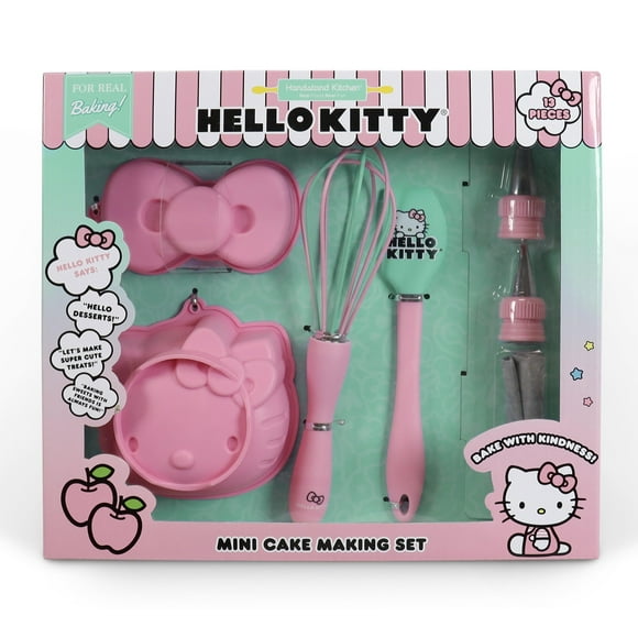 Handstand Kitchen Hello Kitty Cake Baking Set with Kitty Face and Bow Mini Cake Molds and More
