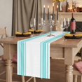 thumbnail image 2 of Teal Green Striped Table Runner Farmhouse Simple Line Vertical Stripes Tablerunners 13 x 70 Inch, Table Decorations Tabletop Scarf for Summer Gathering Holiday Farmhouse Kitchen Dining Decor, 2 of 8