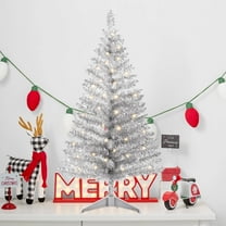 Maylaviu 4ft Silver Halloween & Christmas Tree w/122 Branch Tips, Includes Separate String Lights (Not Pre-Lit)