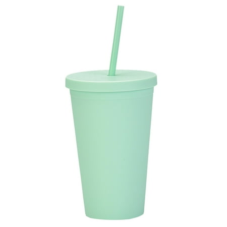 

Chailin Double Straw Cup Candy Color Rubber Paint Coffee Cup Summer Large Capacity Water Cup Frosted Handy Water Cup