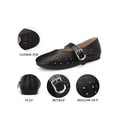 thumbnail image 4 of BLISSFUL STEP Women's Closed Toe Buckle Ballet Flats Slip on Pumps Black 6.5, 4 of 6