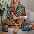 thumbnail image 6 of Bingfone Womens Pajama Sets Psychedelic Faces Colorful Print,Long Sleeve Loungewear Pajamas Set-Medium, 6 of 8