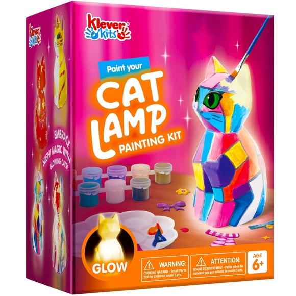 Kit de luces nocturnas Klever Kits DIY Paint Your Own Cat Lamp 6+