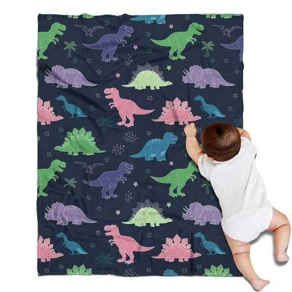 Neon Outline Dinosaurs Vibrant Blanket,Comfortable Soft Lamb Wool Throw Blanket,All Season,Warm Lightweight Blankets for Sofa Bed Couch Living Room Chair,30"x40"
