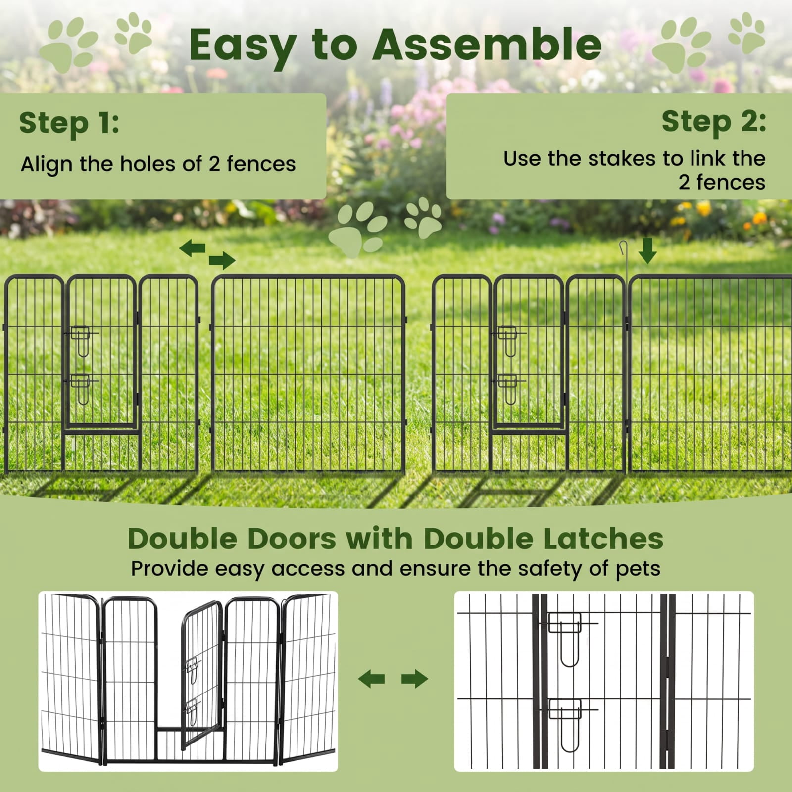 Vebreda 16 Panel 24 Inches Height Dog Playpen with Lock and Large Door, puppy playpen, foldable pet fence, indoor outdoor dog pen
