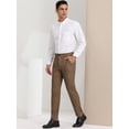 thumbnail image 4 of Pantalones de vestir clásicos a cuadros para hombre Pantalones de baile de oficina con frente plano a cuadros marrón S, 4 of 6