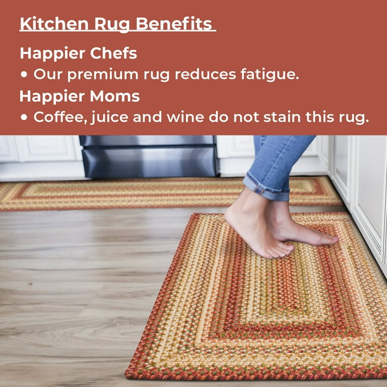 Homespice Barcelona Red Braided Rugs Country Style 20x30, Rectangle  Waterproof and Pet Friendly Braided Rug, The Perfect Outdoor Entry Rug and  Kitchen