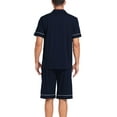 thumbnail image 7 of ANLIQI Men's 100% Cotton Short Sleeve Pajama Sets Button Down Notched Collar Sleepwear Soft Lounge Pjs with Pockets (Navy Blue, L), 7 of 7