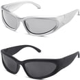 thumbnail image 1 of Gafas de Sol Milramtob Y2K Envolventes Plateadas con Protección UV400, 1 of 6
