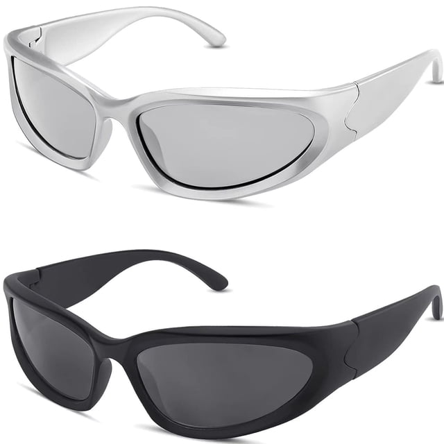 Gafas de Sol Milramtob Y2K Envolventes Plateadas con Protección UV400