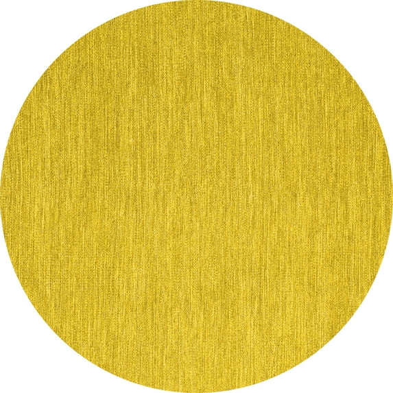 Ahgly Company Indoor Round Abstract Yellow Contemporary Area Rugs, 4' Round