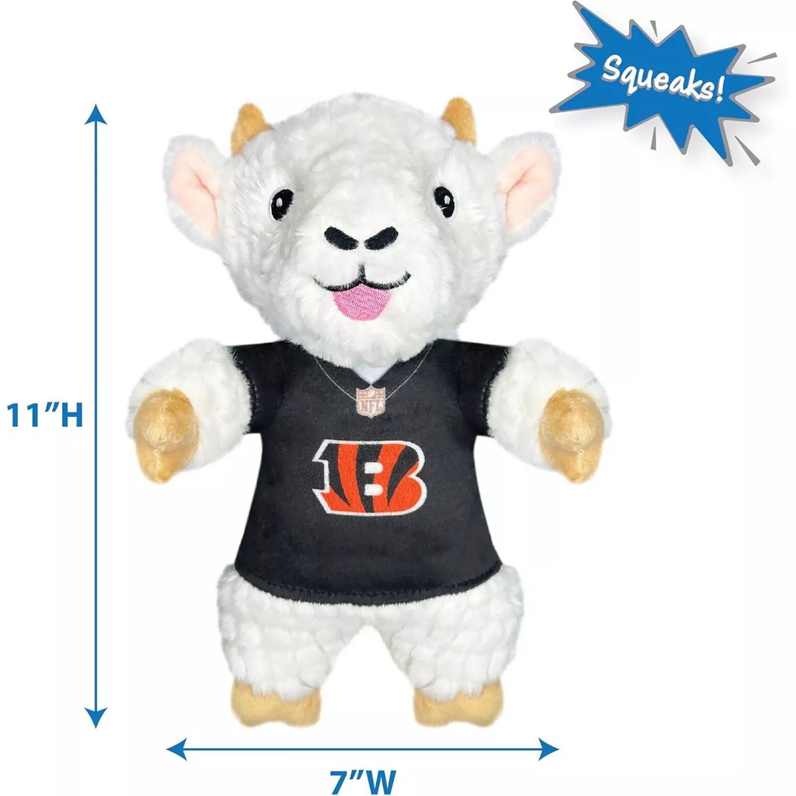 Pets First NFL Goat Plush Toys for Dogs & Cats Dog Chew Toys with Inner Squeaker