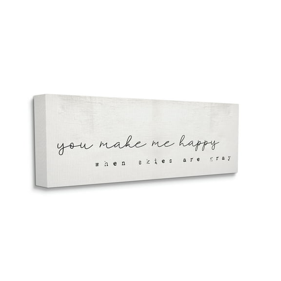 Stupell Industries Make Me Happy Quote Charming Romantic Rustic Canvas Wall Art, 10 x 24, Design by Daphne Polselli