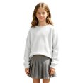 thumbnail image 3 of Girls Boys Sweater Long Sleeve Crew Neck Pullover Sweater Knit Pullover Sweatshirt Kids Long Sleeve Crew Neck Solid Casual Tops Fall Outfits(White,9-10 Years), 3 of 6