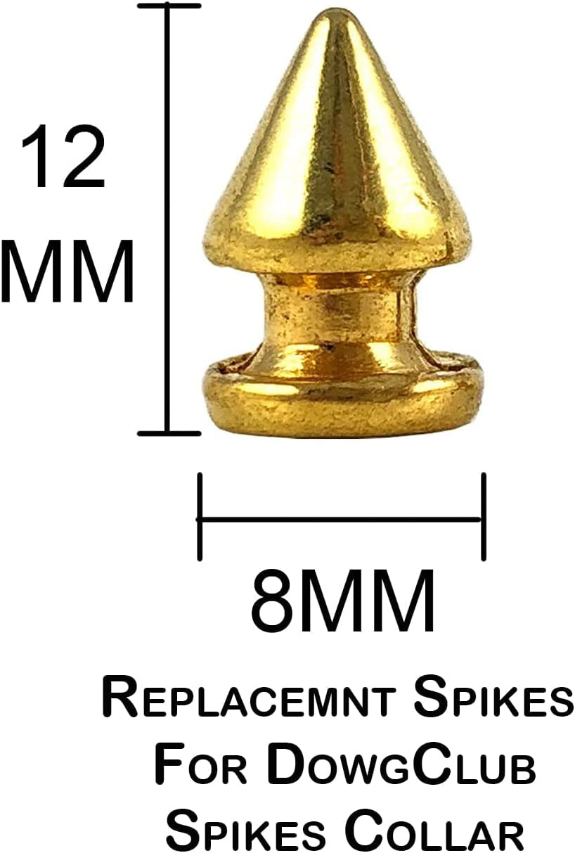 Dowg Club | Replacement spikes for DowgClub leather spiked collar, Gold Color - Pack of 10