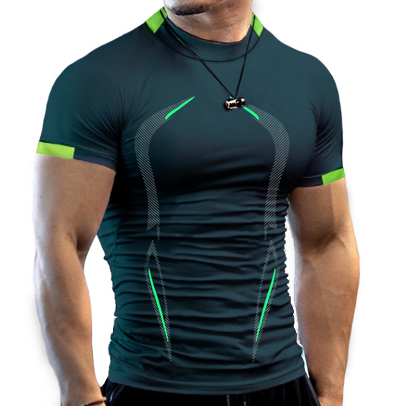 Men Sports Short Sleeve Summer Guard T-Shirt Bodybuilding Skin Tight-drying Tops 
