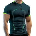 thumbnail image 1 of Camiseta deportiva informal Sunloudy para hombre, camisetas deportivas de manga corta con cuello redondo y patrón de rayas para gimnasio de primavera y verano, ropa para hombre Sunloudy  moda, 1 of 3