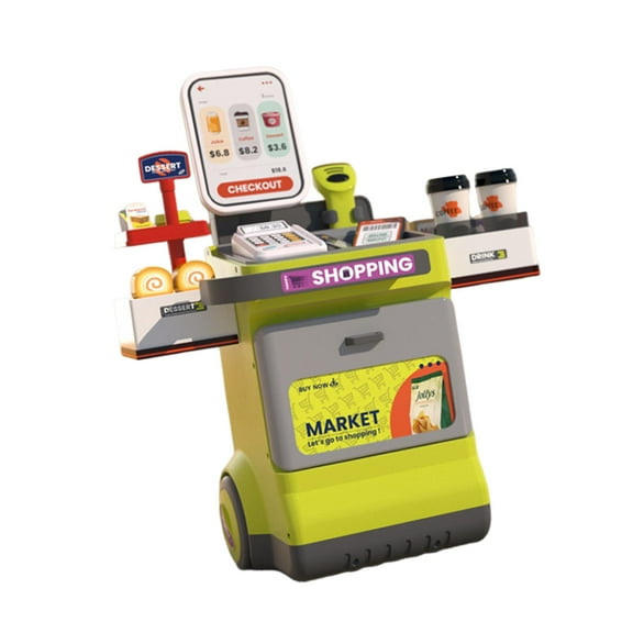Caja registradora para niños, juego de simulación, juego de simulación, coordinación mano-ojo, adorno, tienda, supermercado, de comestibles, de comida Verde