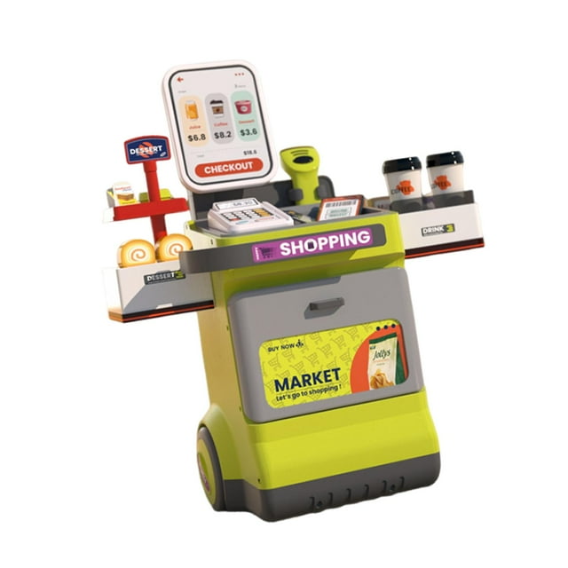 Caja registradora infantil, juguetería, supermercado, decoración para el hogar, carrito de compras Verde