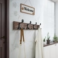 thumbnail image 3 of Coat Rack Wall Mount,24" Solid Wood Coat Hooks Wall Mounted Coat Hanger,16" Hole to Hole,Heavy Duty Hook Rack Rail,4 Triple Hooks for Hanging Coats,Jacket,Clothes,Hat,Backpack,Weathered Brown, 3 of 10