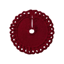 Hvmvliv 24in Round Boho Christmas Tree Skirt Knitted Small Xmas Tree Skirt Christmas Tree Base Cover Carpet for Christmas Tree Decoration Red