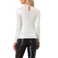 thumbnail image 3 of INSPIRE CHIC Women's Top Glitter Cutout Mock Neck Long Sleeve Party Sparkle Tops XL Holographic White, 3 of 6