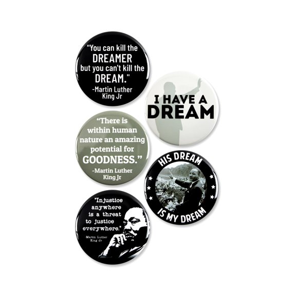 5 Pack - Dr. Martin Luther King Jr Day Celebrating His Dream Pinback Buttons - 2.25 Inch