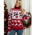 thumbnail image 3 of Suéter de cuello alto con reno navideño Suéteres navideños de manga larga para parejas Suéteres de invierno cálidos y gruesos, 3 of 4