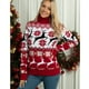 thumbnail image 3 of Suéter de cuello alto con reno navideño Suéteres navideños de manga larga para parejas Suéteres de invierno cálidos y gruesos, 3 of 4