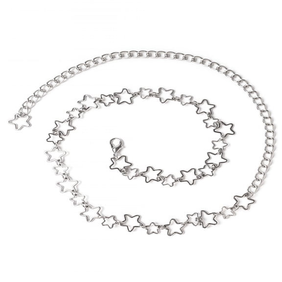 OQRKI Women'S Star Chain Belt,Silver Chain Belts for Women,Plus Size Belts for Women,Silver