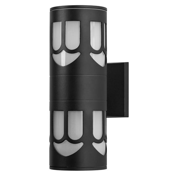 YANSUN 2-Light Outdoor Wall Lights,Modern Outdoor Wall Sconce Waterproof,Sanded Black Finish Exterior Sconces Cylindrical Stripes Porch Lantern