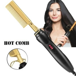 Hot Comb Electric Heating Comb Professional High Heat Ceramic Hair Press Comb Copper Hair Straightener for American African Hair Gold Walmart