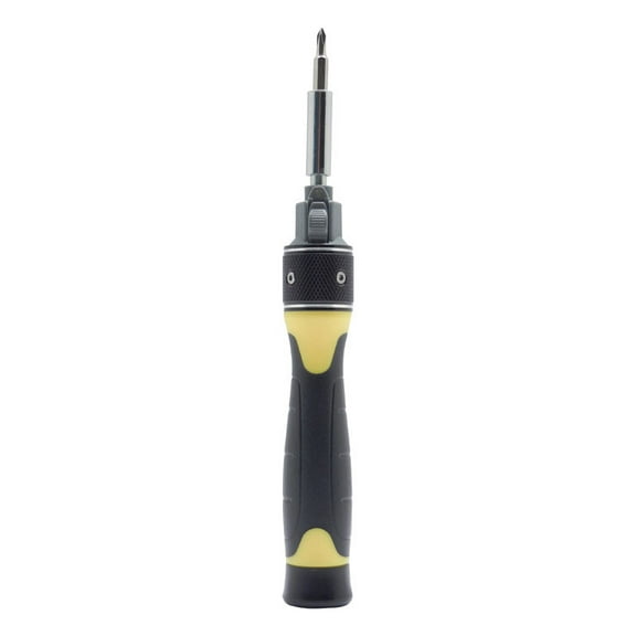 GENERAL 70210 Ratcheting Screwdriver, Dual, Multi-Bit Drive, 6-3/4 in OAL