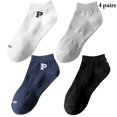 thumbnail image 2 of Low Cut Socks Casual 4 Pairs Letter Moisture Wicking Running Socks Short Socks, 2 of 10