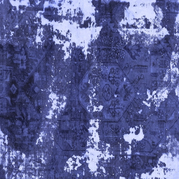 Ahgly Company Indoor Square Abstract Blue Modern Area Rugs, 8' Square