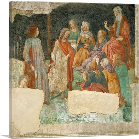 ARTCANVAS Young Man Being Introduced to the Seven Liberal Arts Canvas Art Print by Sandro Botticelli - Size: 12" x 12" (1.50" Deep)
