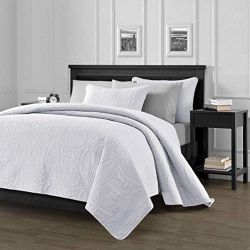 Pinsonic Quilted Austin Oversize Bedspread Coverlet 3-piece Set Charcoal Gray 