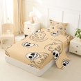 thumbnail image 2 of Feelyou Cute Pumpkin Skull Line Art Twin Sheets, Cartoon Halloween Print Bedding, Cream Orange, 3 Pieces, 1 Flat Sheet, 1 Fitted Sheet and 1 Pillowcase, 2 of 5