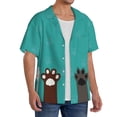 thumbnail image 2 of Pofeuu Cute Cat Paw And Dog Print Mens Casual Short Sleeve Shirts Beach Summer Spread Collar Pocket Tops Men's Casual Short-sleeved Shirt-4X-Large, 2 of 5