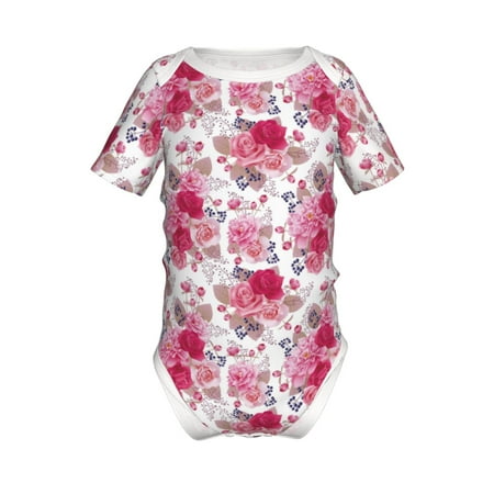 

Coaee Peonies And Roses for Soft Baby Short-Sleeve Bodysuit Baby Climbing Clothes Baby Girls Boys Bodysuit Romper-6 Months