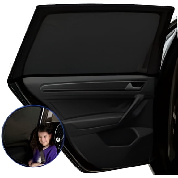 LAMIRO 4 Pack Car Window Mesh Sun Shade Insulation Anti-mosquito Fabric Shield UV Protector Sunshade Curtain (Black)