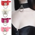 thumbnail image 2 of Collar de un solo anillo de cuero de PU europeo y americano, collar de raqueta callejera, collar de discoteca salvaje en forma de O, collar de cuello, 2 of 6