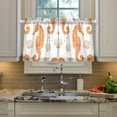 thumbnail image 2 of Yayeee Kitchen Curtains Tier Pair Light Filtering 27"x24" Rod Pocket Short Cafe Window Panel, Orange Seahorse, 2 of 7
