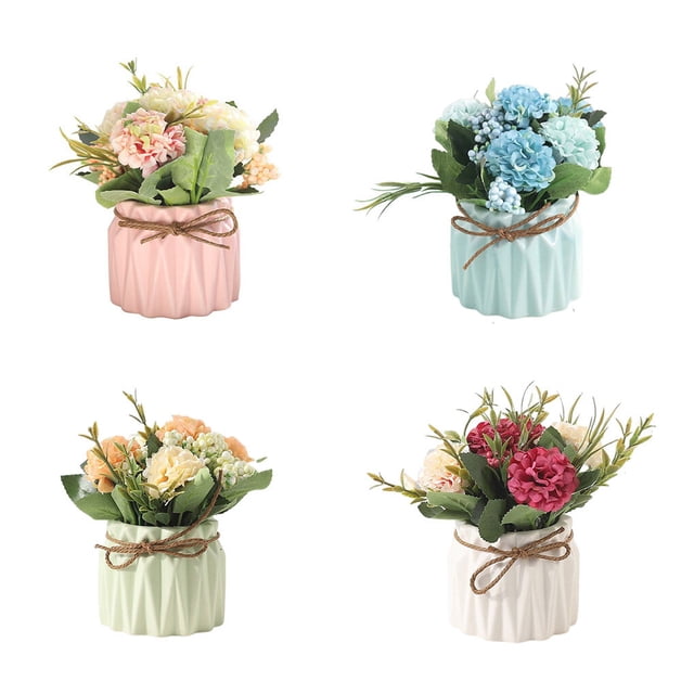 pitrice 4 Pieces Ceramic ABS Artificial Replacement Decorative Simulation Plant Replacement Decorative Simulation Vivid Lifelike Fake Potting Pot Culture Blue