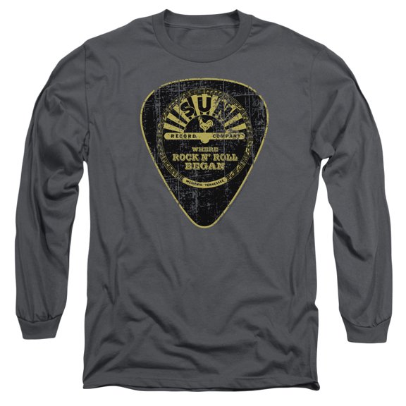 Sun Guitar Pick Long Sleeve Adult 18/1 T-Shirt Charcoal