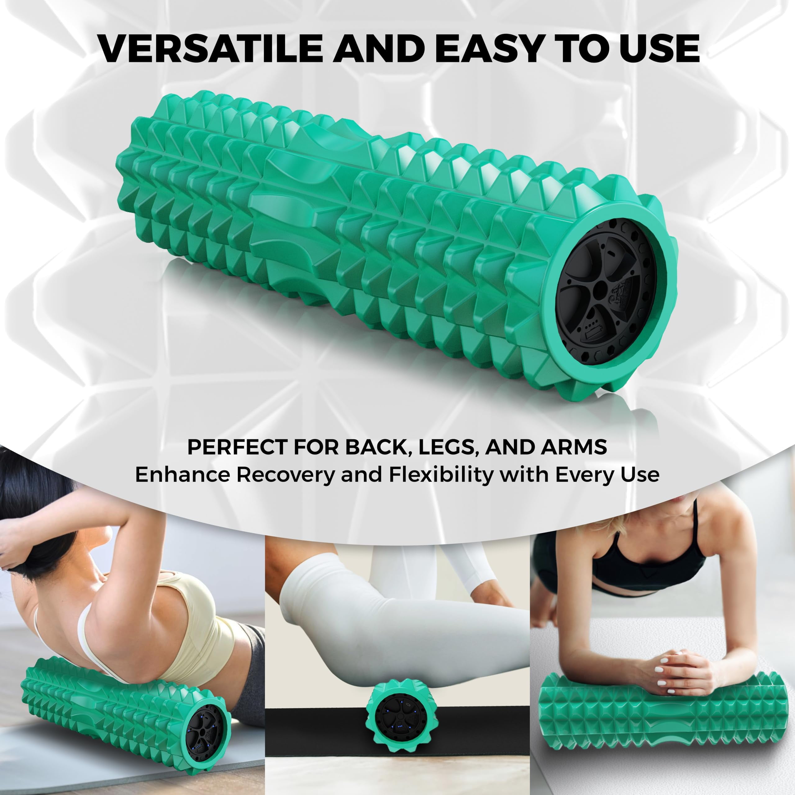 Nordic Lifting 5-Speed Vibrating Green EVA Foam Deep Tissue Massage Roller for Muscle Recovery