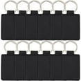 thumbnail image 1 of 12 llaveros rectangulares de cuero sintético negro con llavero de hierro, de doble cara, con dijes y llaveros, a granel., 1 of 9