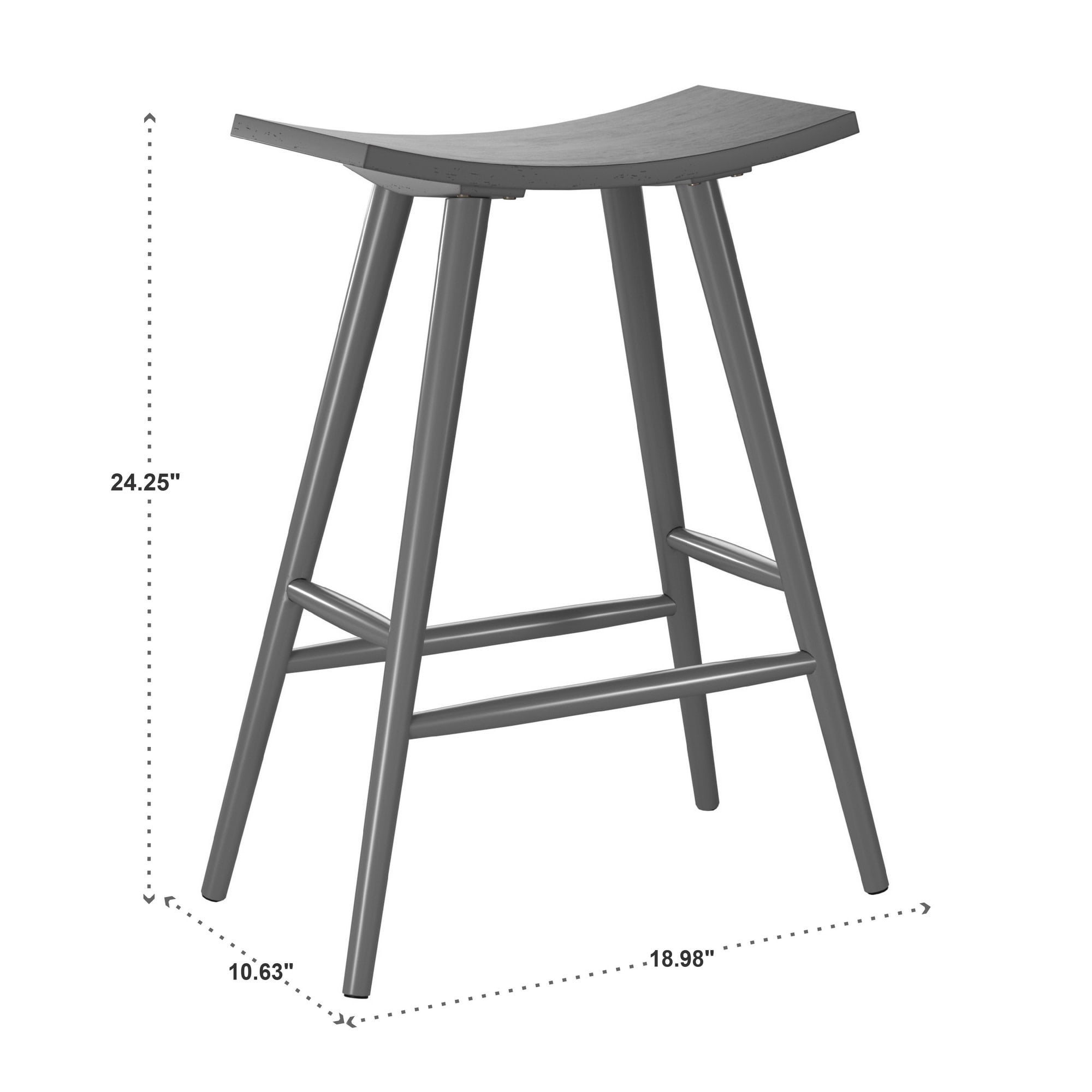 Weston Home Danville Solid Wood 24" Counter Stool, Set of 2, Frost Grey Finish